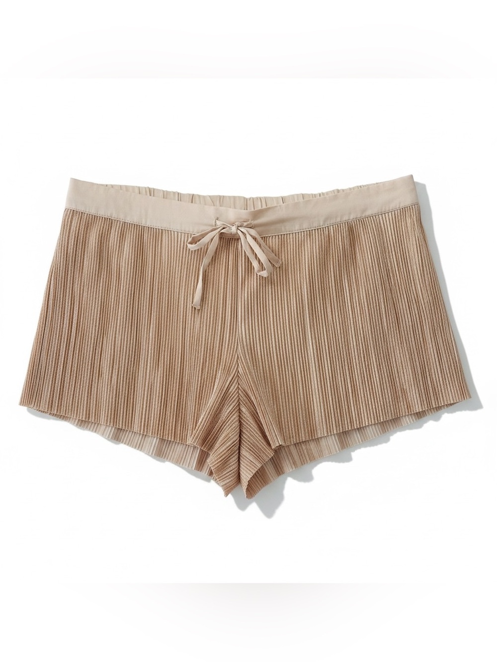 Victoria’s Secret Gold Pleated Ribbed Lounge Shorts with Drawstring